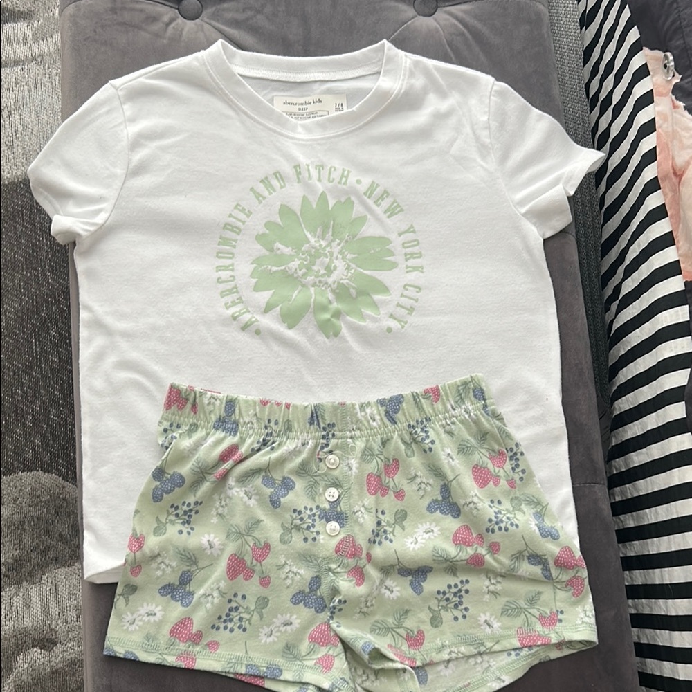 Abercrombie Kids White and Green Pajama Set